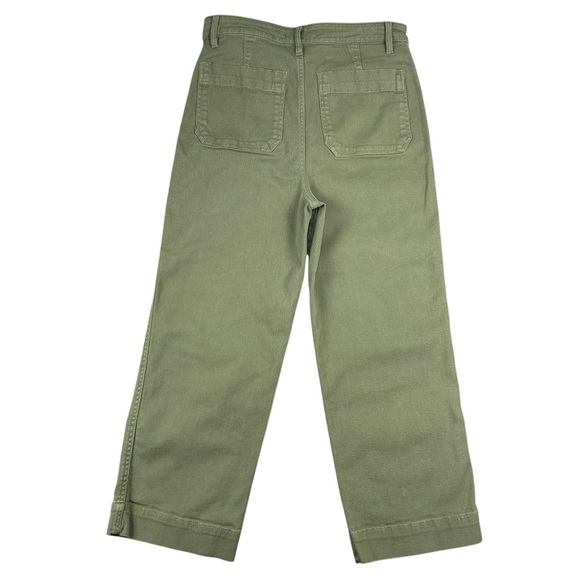 Quince Stretch Cotton Wide Leg Crop Chino Pants Size 10 Olive Green High Rise - Picture 9 of 12